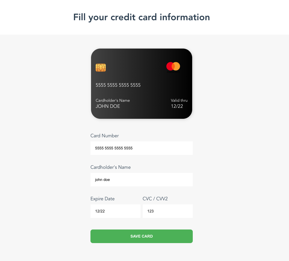 CREDIT CARD FORM